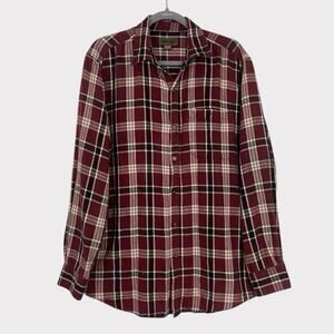Faded Glory Mens Red Plaid Long Sleeve Button Down Flannel Shirt